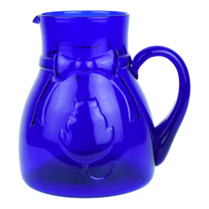 Mid 20th Century Cobalt Blue Glass Sitting Cat Design Italian Pitcher