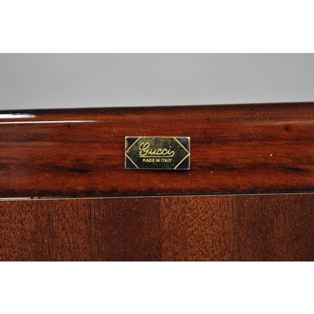 Vintage Gucci Italy Brushed Silver Gold Double G Monogram Photo Picture Frame For Sale In Philadelphia - Image 6 of 12