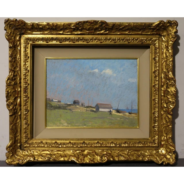 Landscape, fishing, england, 1910 pastel, green, blue edward chappel (anversa 1859 - cagnes-sur-mer, 1946) musei belgio...