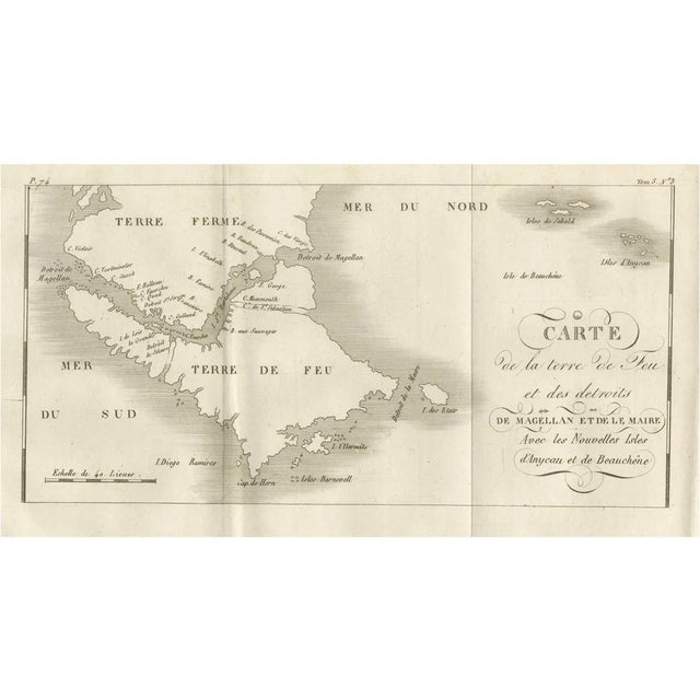 Map of Tierra Del Fuego and the Straits of Magellan and Le Maire, 1760s For Sale