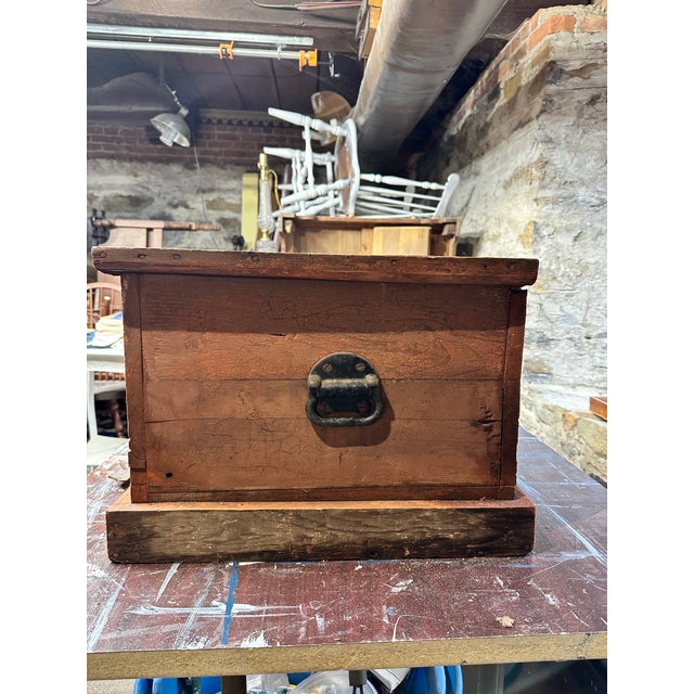Shabby Chic 19th Century Antique Pine Tool Box With Insert and Tool Holders For Sale - Image 3 of 10