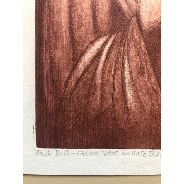 Shulamith Wittenberg Miller, Modernist Bathsheba Aquatint Etching Israeli Judaica Bezalel School Woman Artist, 1973 For Sale - Image 4 of 6