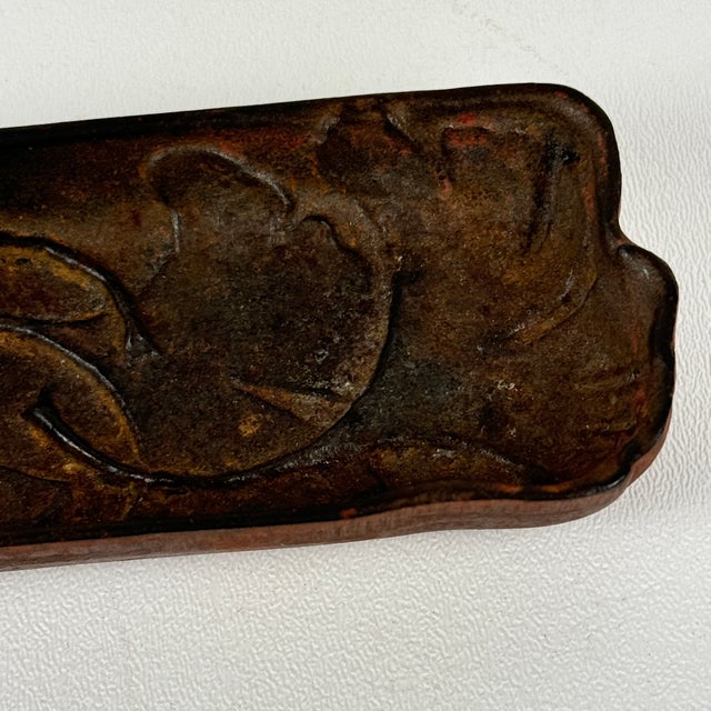 Antique Art Nouveau Cast Iron Pen Tray With Petal Design For Sale - Image 10 of 11