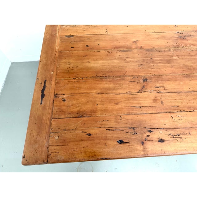 Cherrywood Farmhouse Table with Drawer and Low Stretcher, France, 1950s For Sale - Image 16 of 18