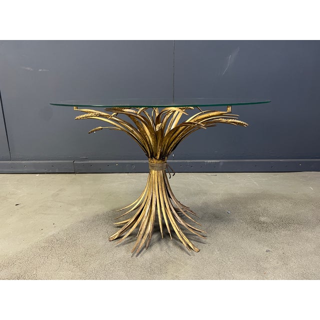 Vintage Glass and Gilt Metal Sheaf of Wheat Coffee Table in the style of Coco Chanel, 1960s For Sale - Image 6 of 10