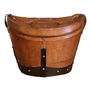 Mid-19th Century French Oval Pigskin Leather Hat Box With Original Top Hat