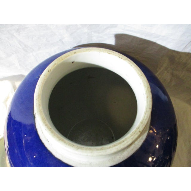 Antique Chinese Blue Glazed Porcelain Ginger Jar For Sale - Image 4 of 10
