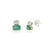 Modernist Two-Tone 18k Gold Emerald & Diamond Duo Estate Stud Earrings- A Pair For Sale In New York - Image 6 of 13