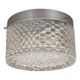 Vintage Ceiling Lamp in Geometric Glass For Sale