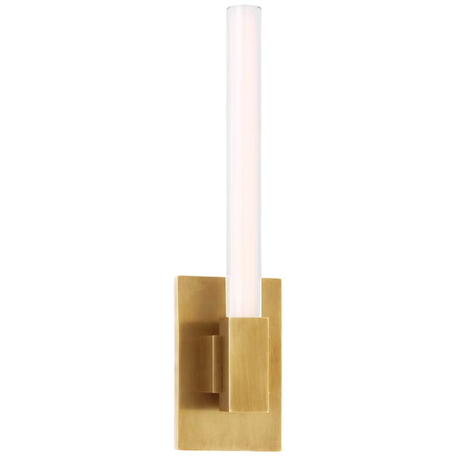 Mafra Small Sconce in Hand-Rubbed Antique Brass with White Glass Designer: Ian K. Fowler Height: 12.75" Extension: 2.5"...