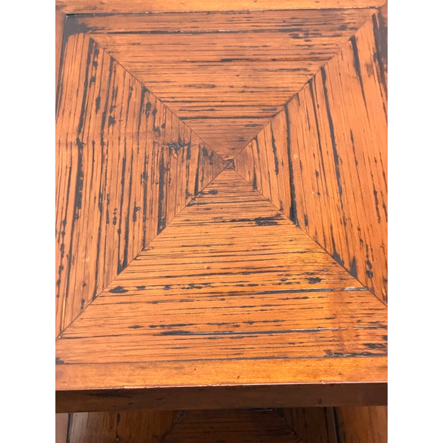 Wood Late 20th Century Henredon Acquisition Three Tier Side Table Solid Mahogany and Crushed Bamboo For Sale - Image 7 of 11