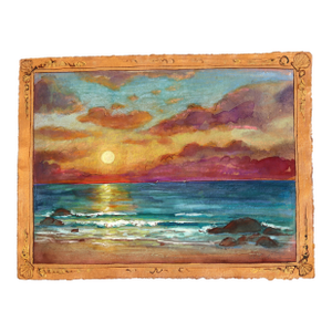 My Island - Colorful Sunset Oceanscape Still Life Oil Painting on Paper Original Artwork by Michaela Jean