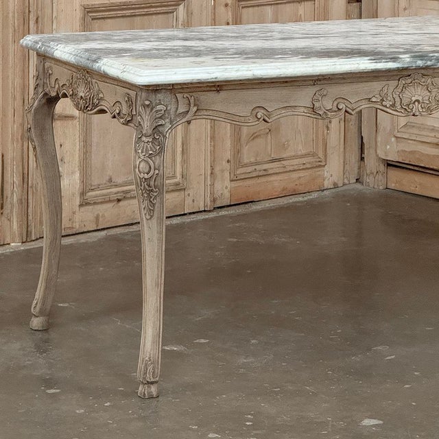 Antique 19th Century Louis XV Stripped Table With Marble Top For Sale - Image 11 of 18