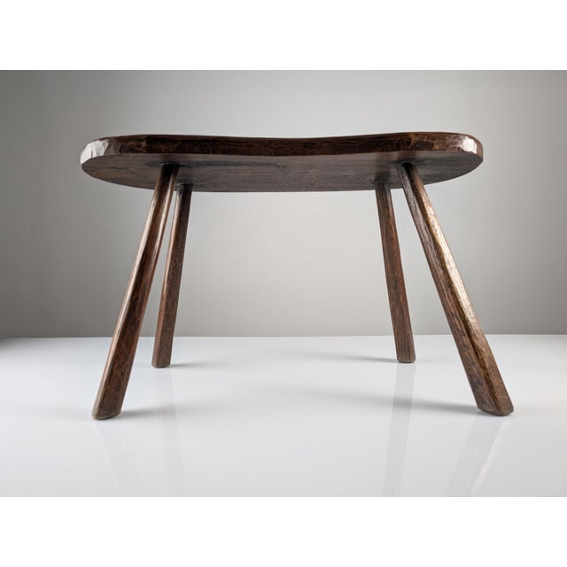 Rustic Rustic Hand-Carved Wood Bench with Organic Free-Form Top, 1940s For Sale - Image 3 of 10