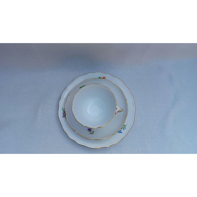 Vintage Porcelain Coffee and Tea Trio Set with Hand-Painted Aster Motif from Meissen, 1970, Set of 3 For Sale - Image 4 of 15