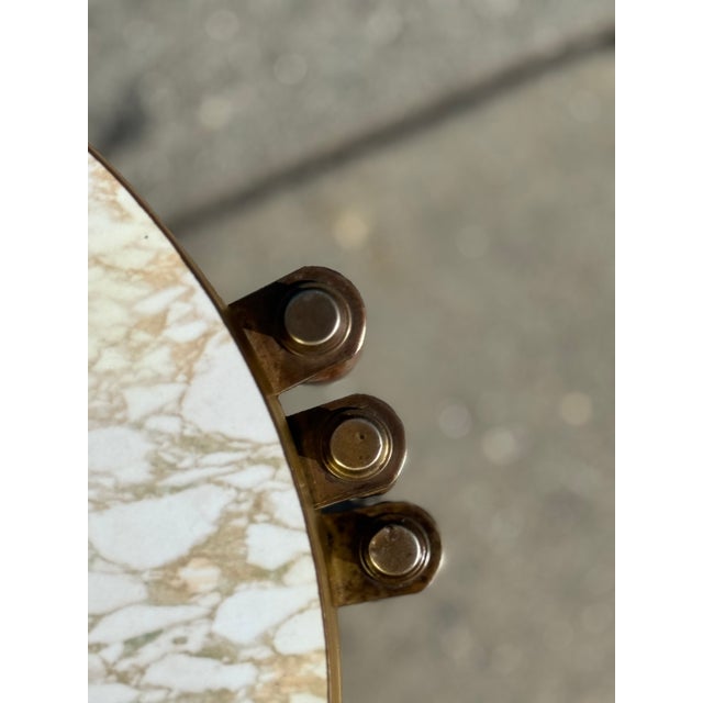 Wood Vintage Set of 3 Formica Brass & Walnut Nesting Tables For Sale - Image 7 of 11