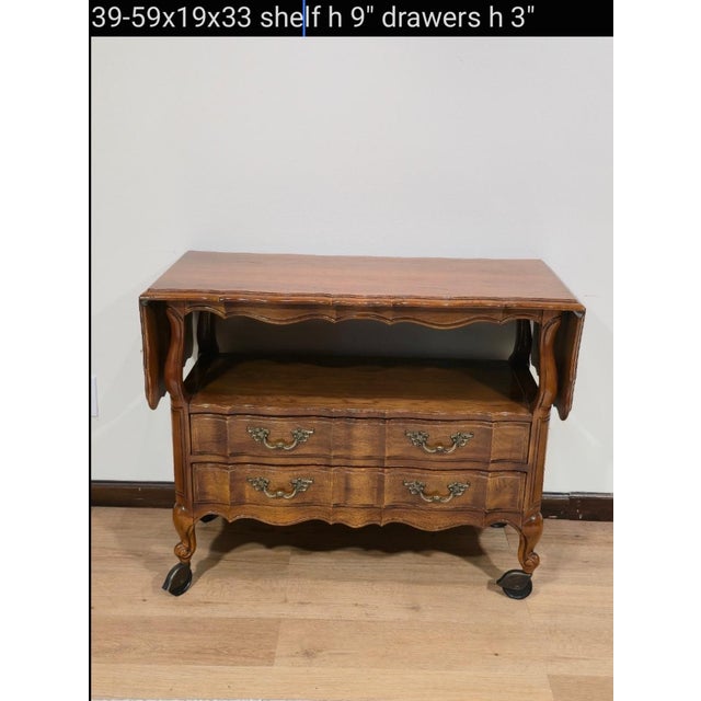 Thomasville 1970s Thomasville French Provincial Louis XV Pecan Buffet Server or Bar Cabinet For Sale - Image 4 of 13