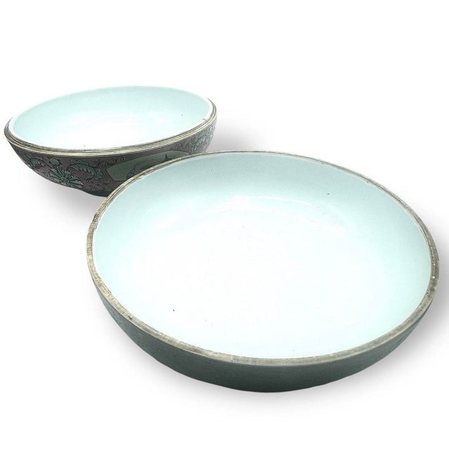 Blush Antique Chinese Famille Rose Medallion Covered Box Double Bowl 11” For Sale - Image 8 of 15