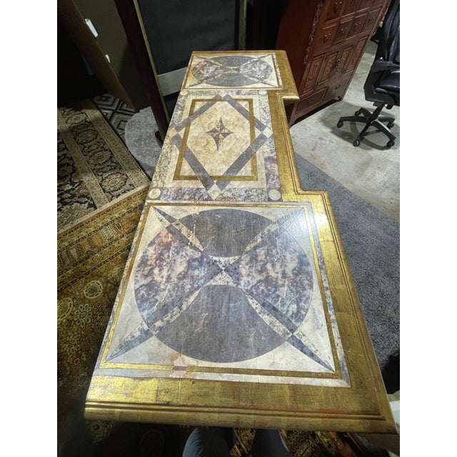 Louis XVI Style Grand Giltwood Console Table & Mirror Set For Sale - Image 9 of 12