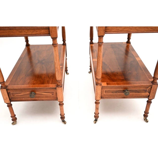 Georgian Inlaid Yew Wood Side Tables, 1930, Set of 2 For Sale - Image 10 of 11