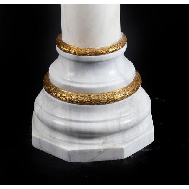 20th Century White Marble & Ormolu Mounted Pedestals, Set of 2 For Sale - Image 10 of 14