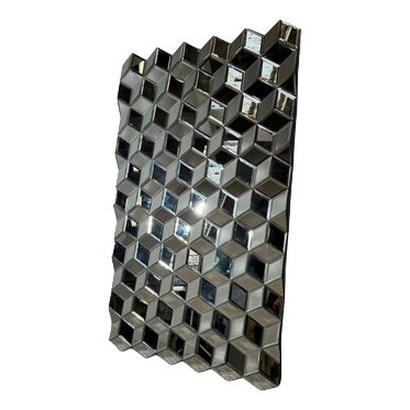 Large Geometric Faceted Mirror For Sale