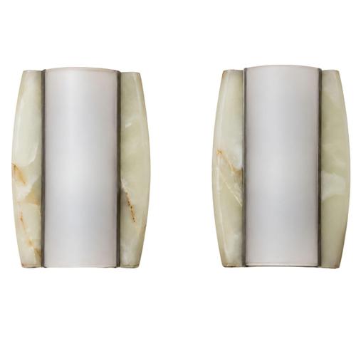 Italian Onyx and Opaline Glass Wall Lights, 1960s, Set of 2 For Sale - Image 10 of 10