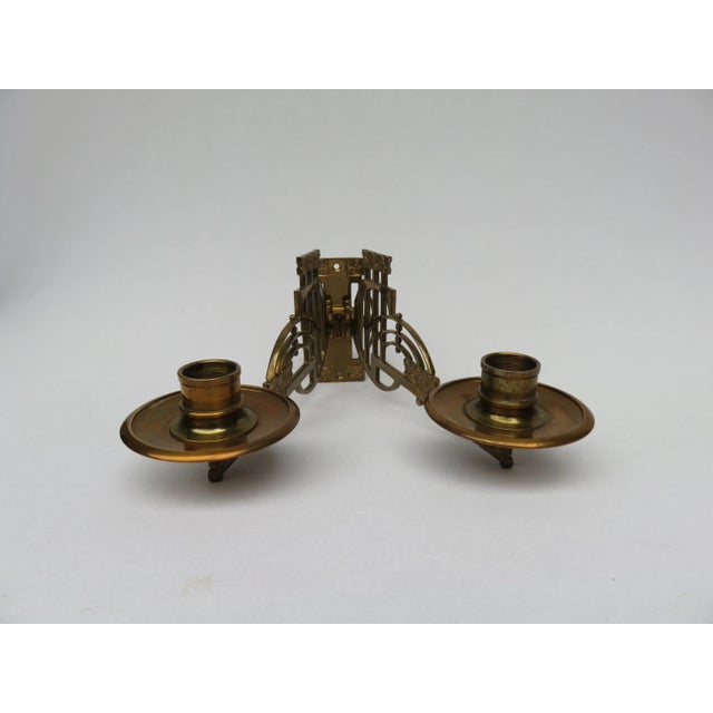 Art Nouveau Brass Piano Candleholders, Set of 2 For Sale - Image 3 of 16