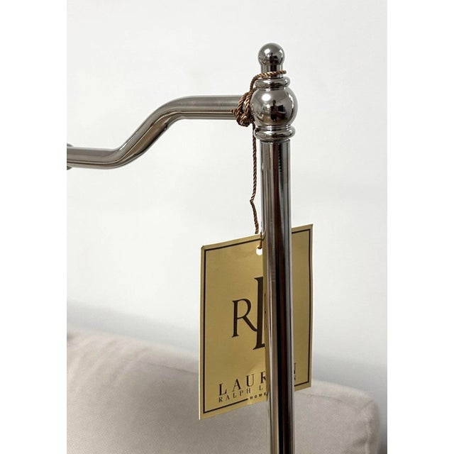 Transitional Ralph Lauren Polished Nickel Chrome-Finish Pharmacy Floor Lamp For Sale - Image 3 of 3