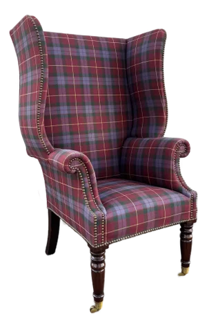 1990s Attributed to Ralph Lauren Plaid Wingback Style Chair