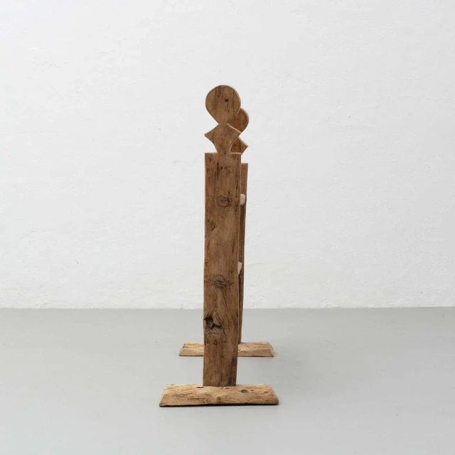 Brown Spanish Hachero Traditional Natural Oak Wood Candleholder, 1890s For Sale - Image 8 of 18