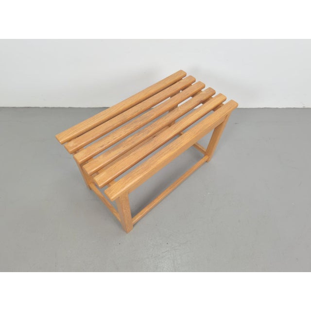 Vintage Scandinavian Minimalist Oak Slat Bench, 1970 For Sale - Image 6 of 9