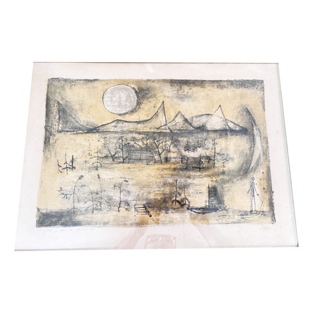 Zao Wou Ki, Mountain and Sun, 1951, Color Lithograph For Sale
