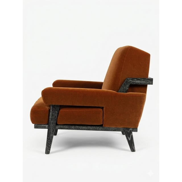 2020s Pair of Custom Carnelian Mohair Cigar Lounge Chairs For Sale - Image 5 of 8