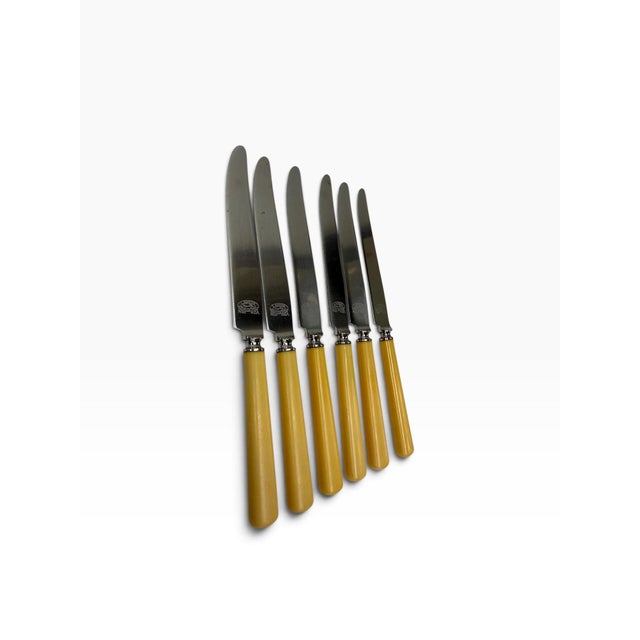Vintage Mid-Century Lamson Usa Butterscotch Catalin Steak Knives - Set of 6 For Sale - Image 4 of 5