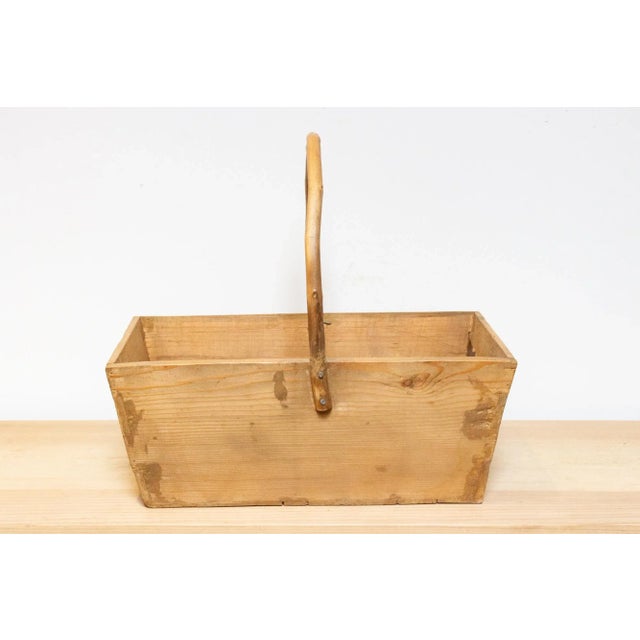 19th Century Long Farmhouse Bamboo & Wooden Basket For Sale - Image 5 of 7