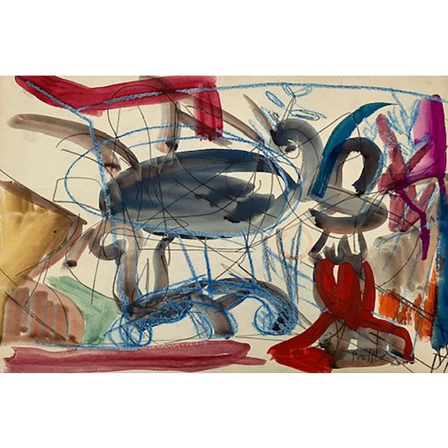 Josef Presser Polish/American 1907 in Lublin, Poland - 1967 in Paris, France. Abstract Composition Gouache, ink 12 x 18...