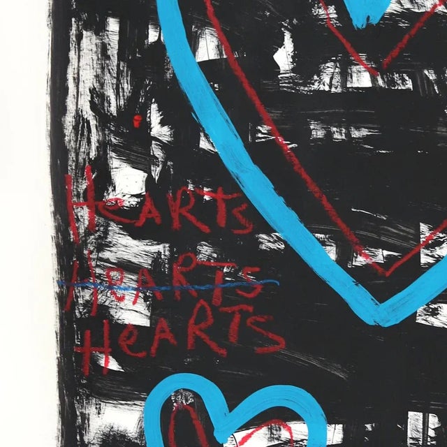 Black and Blue - Bold Abstract Love Heart Street Art Style Original Artwork by Gary John For Sale In Los Angeles - Image 6 of 7