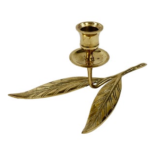 Brass Leaf Taper Candle Holder For Sale