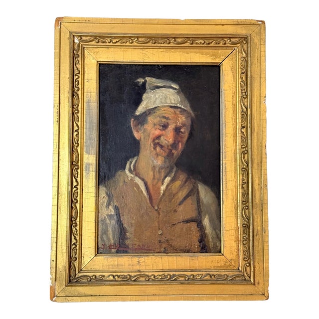 Antique 19th Century Original John Edmund Califano Oil Painting Man Portrait For Sale