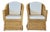 Pair of Vintage Michael Taylor Style Braided Rattan Wicker Lounge Armchairs For Sale