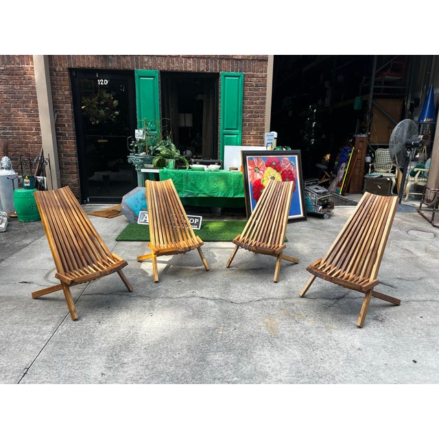 Collection of Vintage Wooden Foldable Low Chairs For Sale - Image 4 of 11