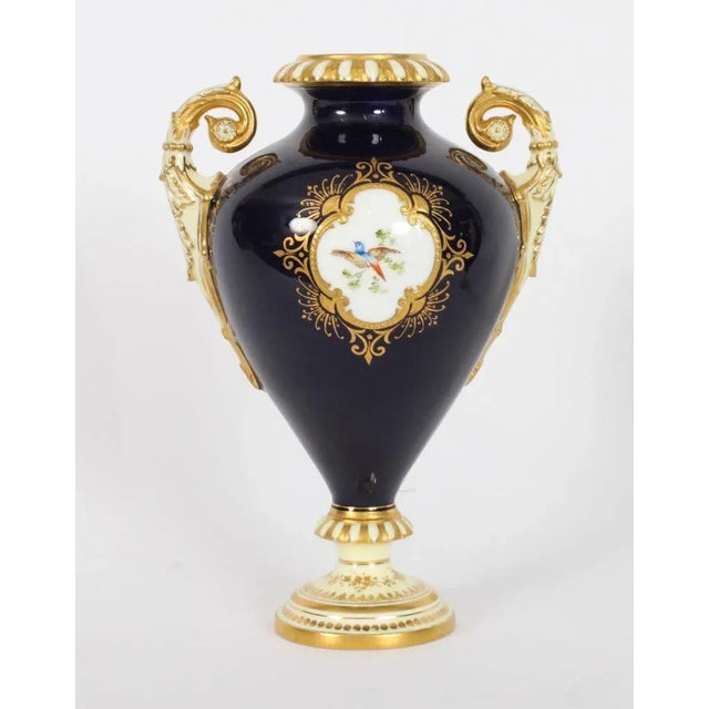 Blue Antique Coalport Vases in Cobalt Blue by A. Perry, 1890s, Set of 2 For Sale - Image 8 of 18