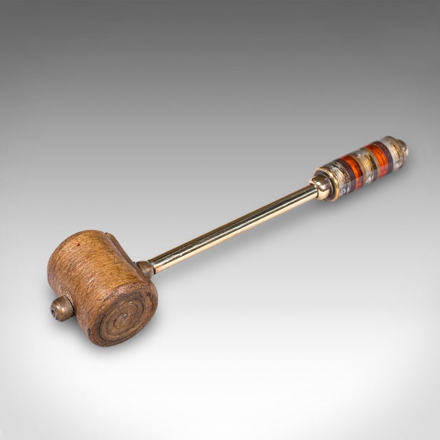 Antique Veranda Supper Bell, Brass, Oak, Afternoon Tea Gong, Edwardian, c.1910 For Sale - Image 10 of 12