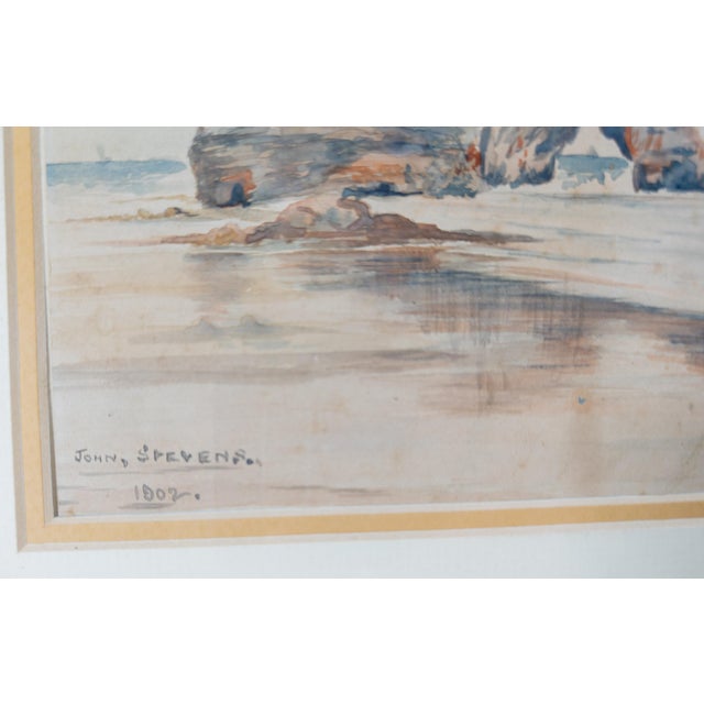 Paper 1900's English Watercolor Landscape Painting of Marsden Rock Signed Stevenson For Sale - Image 7 of 8
