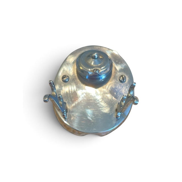 Late Victorian English Silver-Plated Mounted Horse Hoof Inkwell by Rowland Ward For Sale - Image 4 of 5