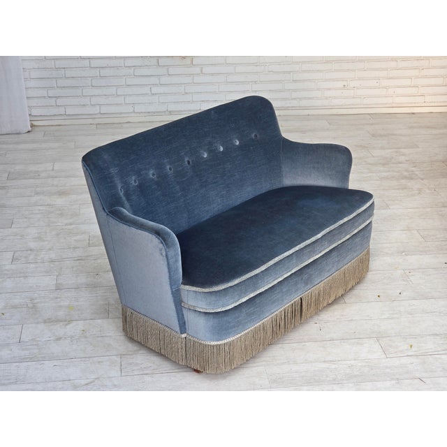 Vintage Danish Two-Seater Sofa in Furniture Velour and Beech, 1960s For Sale - Image 17 of 18