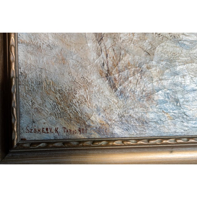 Early 20th Century Hungarian Impressionist Winter Landscape, Paris 1901 For Sale - Image 11 of 13