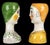 Mid 20th Century Pair Italian Horchow Faience Ceramic Busts Vintage Mid Century For Sale - Image 5 of 9