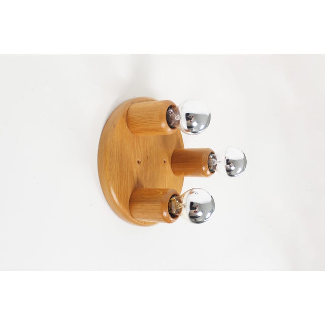 Wood Vintage Japandi Style Ceiling Light, 1970s For Sale - Image 7 of 9